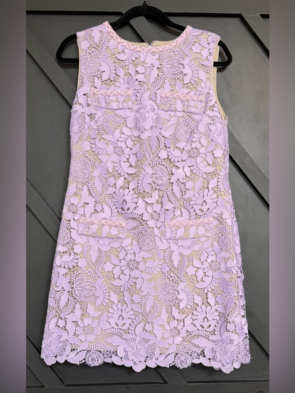 NWT MILLY 3D Garden Lace Sleeveless Mini Dress in Lilac, Size 6 - Picture 5 of 13